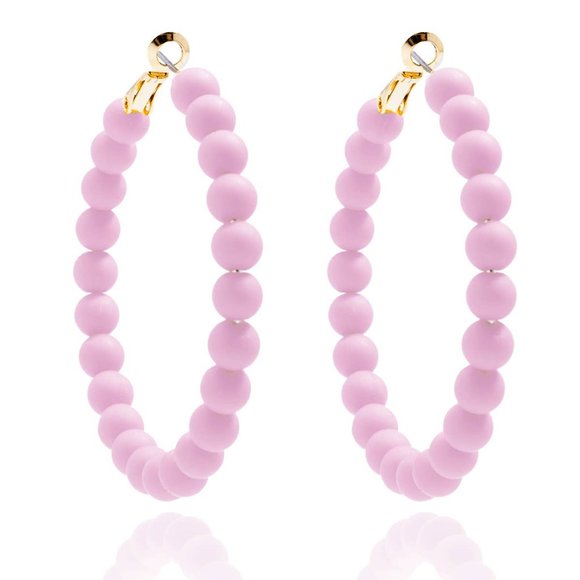 Jewelry - 🌸 Spring Matte Pastel Beaded Hoop Earrings - Choose Lavender or Rose! 🌸